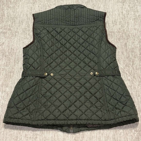 XL Weatherproof Army green puffer vest faux fur lined gold hardware women's - Picture 5 of 6